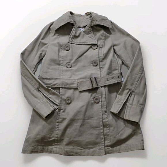 Zara Trench Coat Women M Beige Twill Pockets Belt Buttons Removable Liner Preppy - Picture 9 of 16